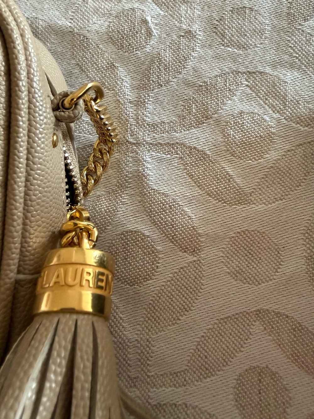 Saint Laurent Taupe Mini Lou Camera Bag w/ Tassel - Picture 4 of 8